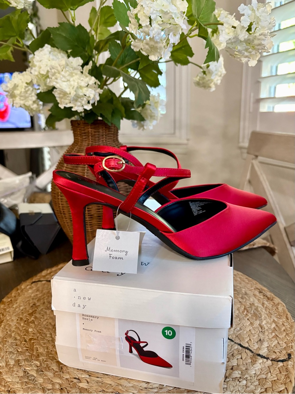 a new day Red Pointed-Toe Slingback Heels
